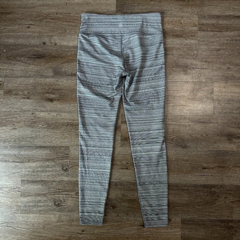 Athleta Chaturanga Leggings Grey Black Jacquard Medium High Rise Pattern